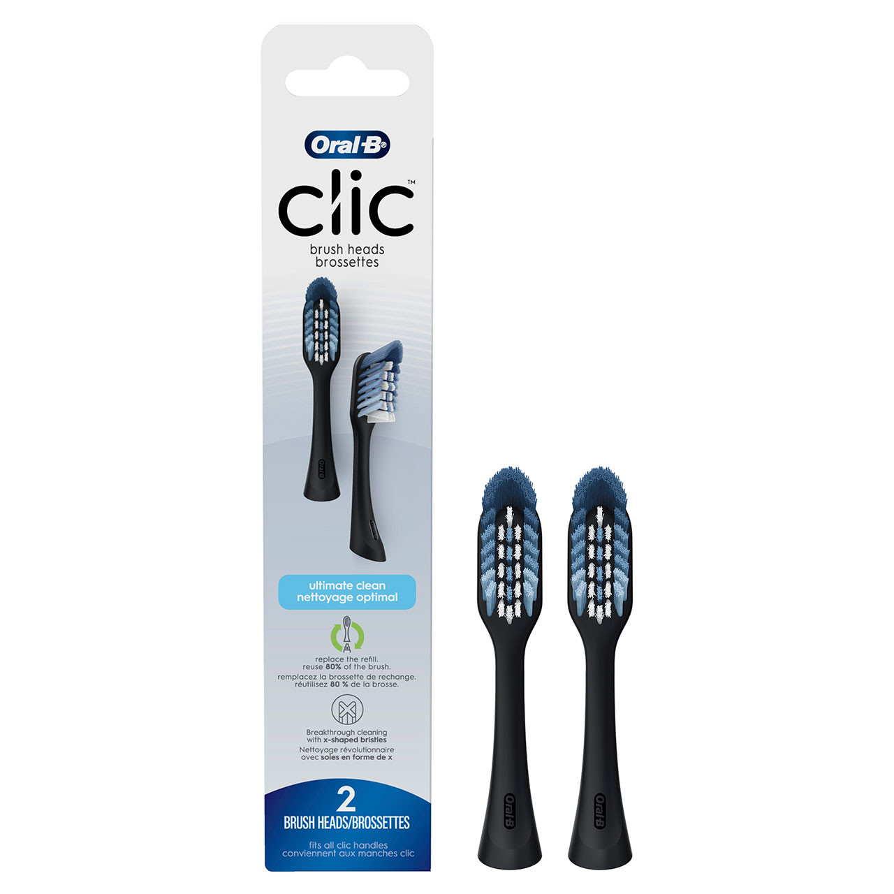 Oral-B Clic Toothbrush Replacement Brush Heads Tilbehør Svarte | NO_OB85067