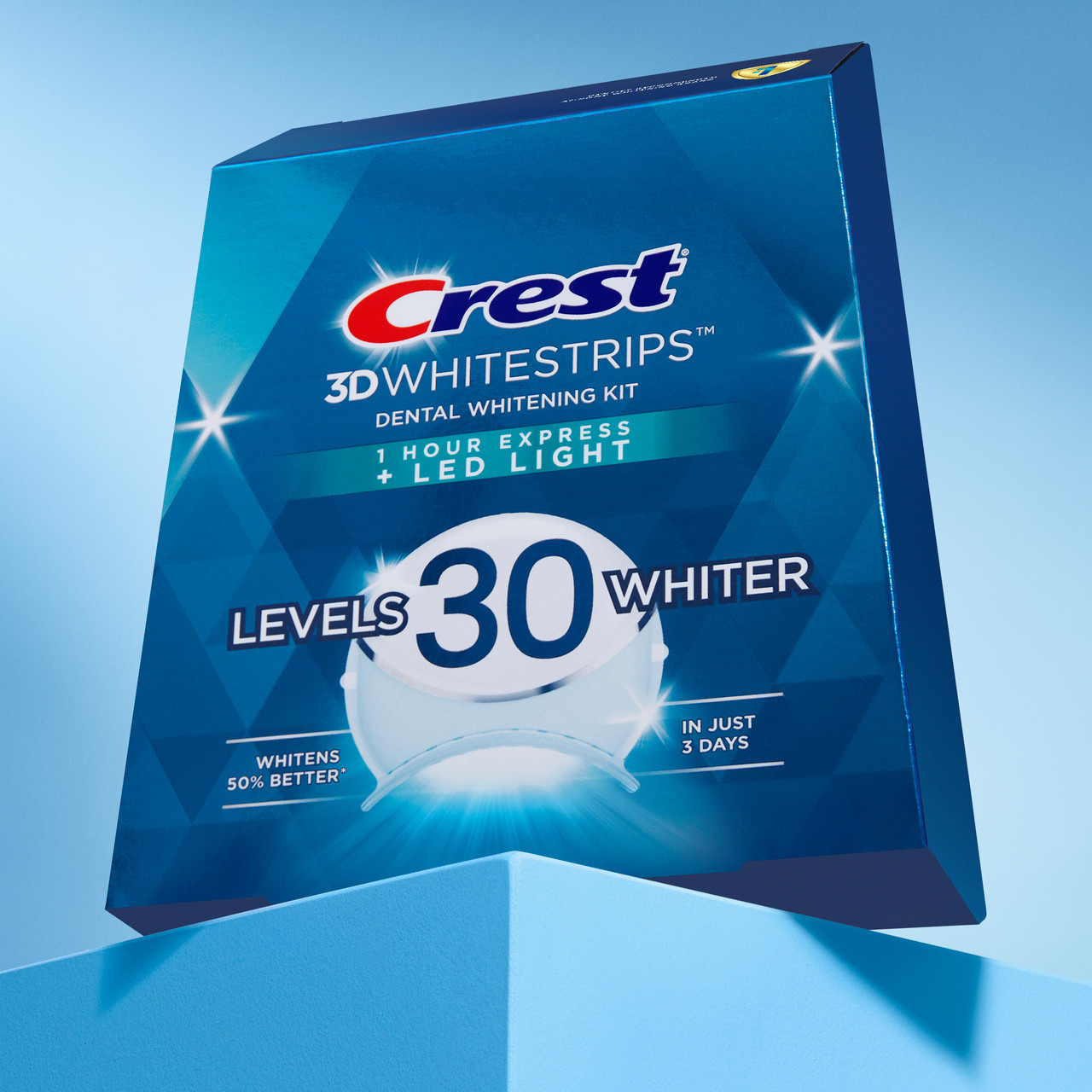 Oral-B Crest 3DWhitestrips Dental Whitening Kit 1 Hour Express + LED Tilbehør Lyse | NO_OB70361